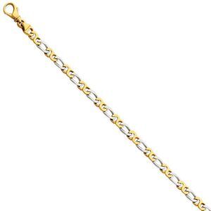 14K White & Yellow Gold, 4.8mm Fancy Link Chain Bracelet, 7 Inch